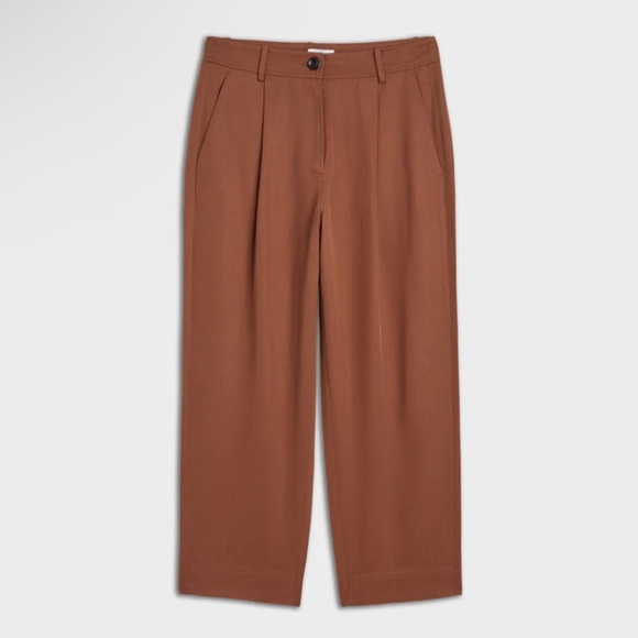 The Reset Eco Slouchy Trouser Pleat Front Tencel Lyocell Pant Cedar Brown Medium - Picture 1 of 11